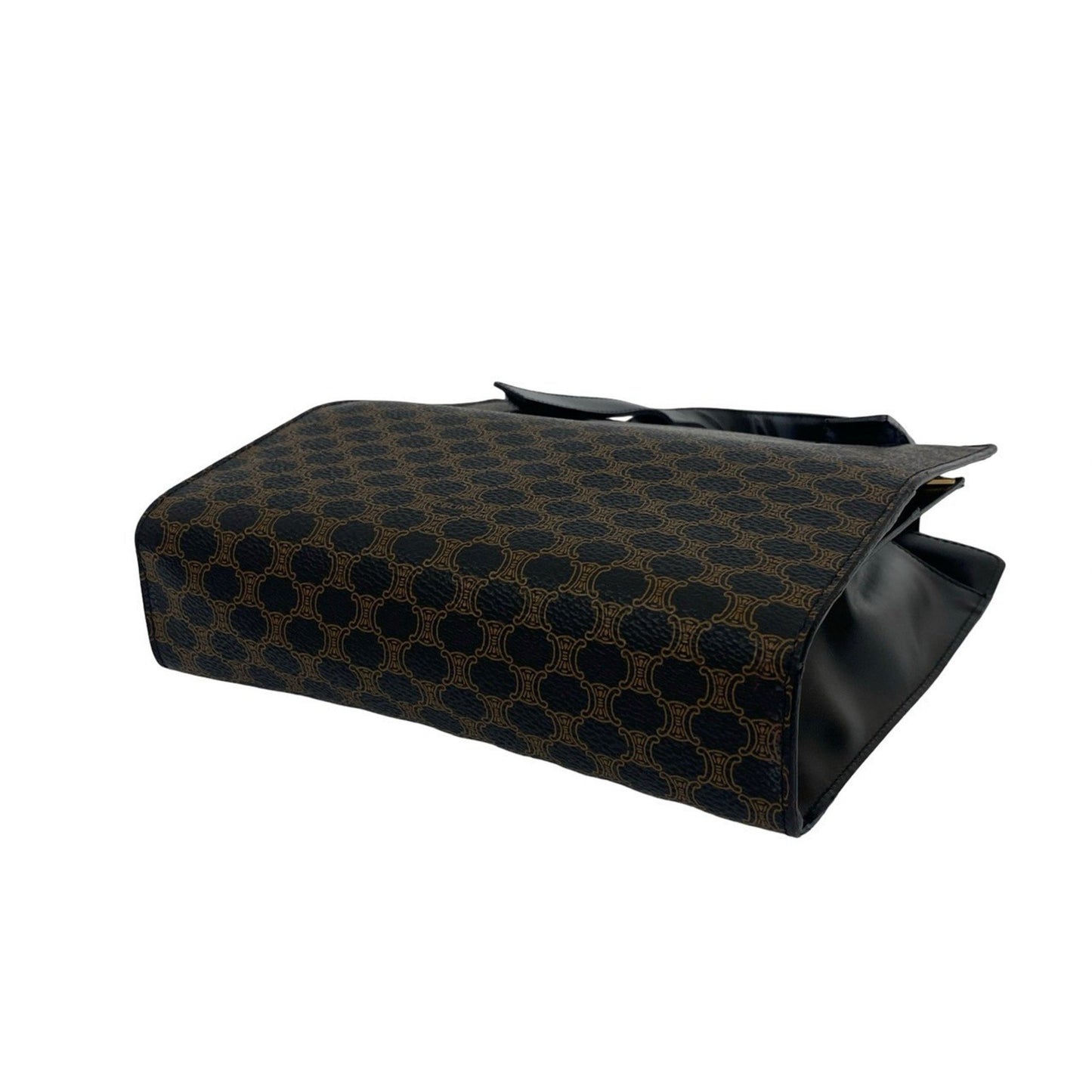 Celine Macadam Blason Pattern Leather Handbag/Mini Tote Bag In Black