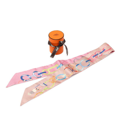 Hermes Herms Twilly Do Re Boucles Scarf/Muffler In Pink