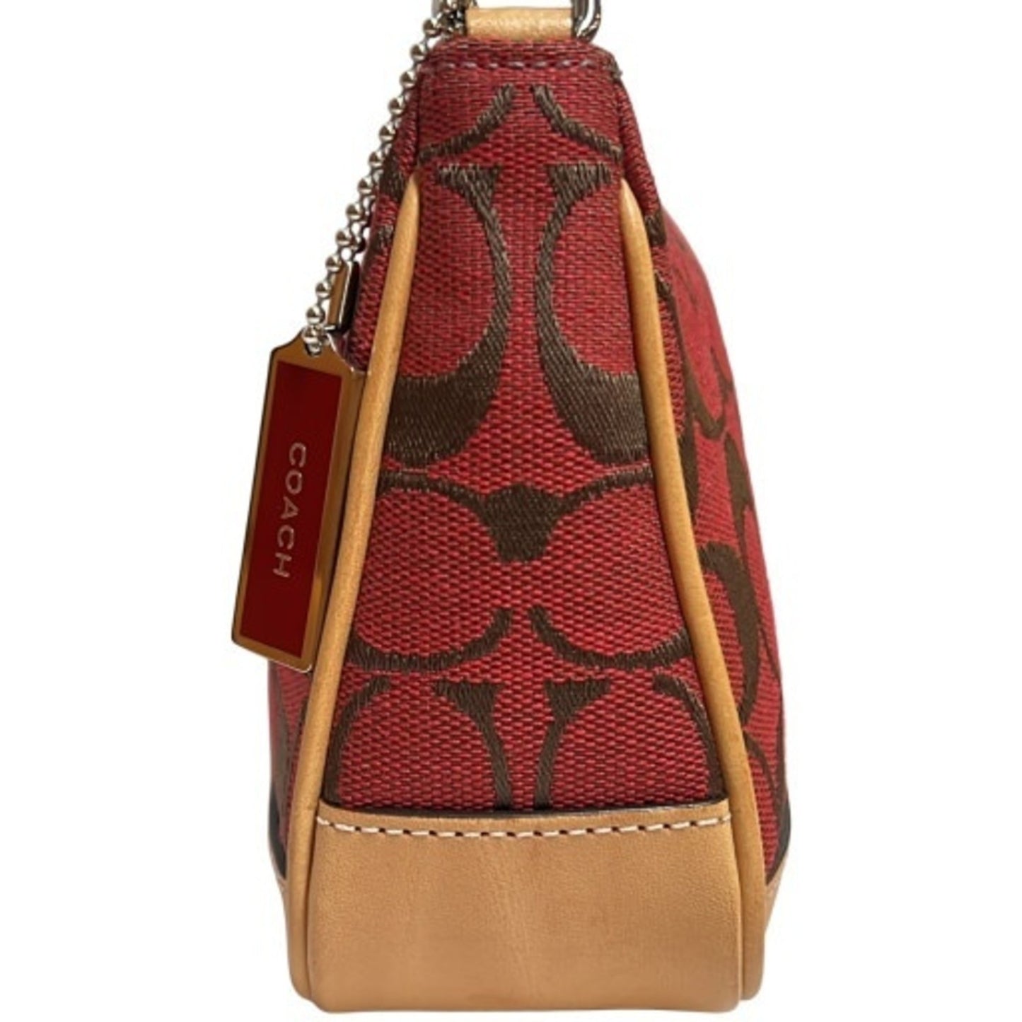 Coach Signature Mini Pouch Shoulder Bag 6094 In Red Leather