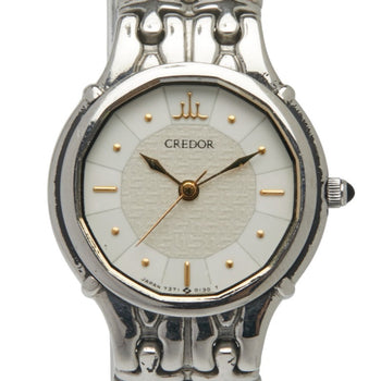 Seiko Credor Watch 7371-5030 Quartz White Dial Stainless Steel