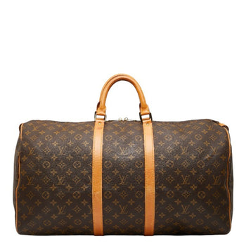 Louis Vuitton Monogram Keepall 55 Boston Bag/Travel Bag M41424 Brown Leather