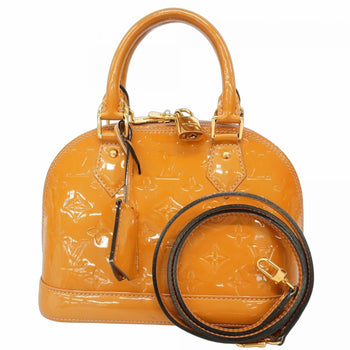 Louis Vuitton Vernis Alma Bb Handbag M91585 Rose Velour 2-Way Bag