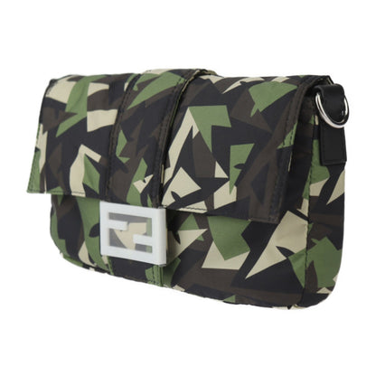 Fendi Mamma Bucket Camouflage Shoulder Bag 7V72 Nylon Leather Green Beige Black Waist Clutch 3Way