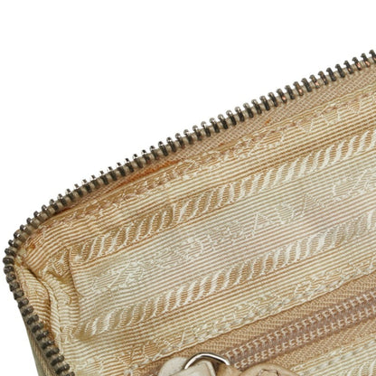 Prada Chain Shoulder Bag B4590 Beige Lino Leather Nylon