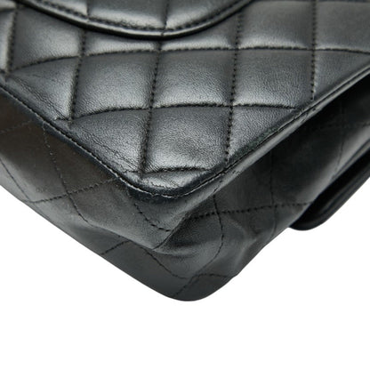 Chanel Matelasse 25 Coco Mark Double Flap Chain Shoulder Bag In Black With Silver Hardware And