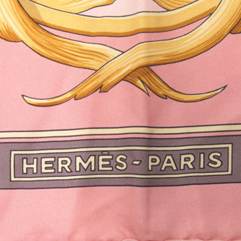 Herms Carr 90 Imperial Studies Silk Pink Scarf Muffler 0120 Hermes