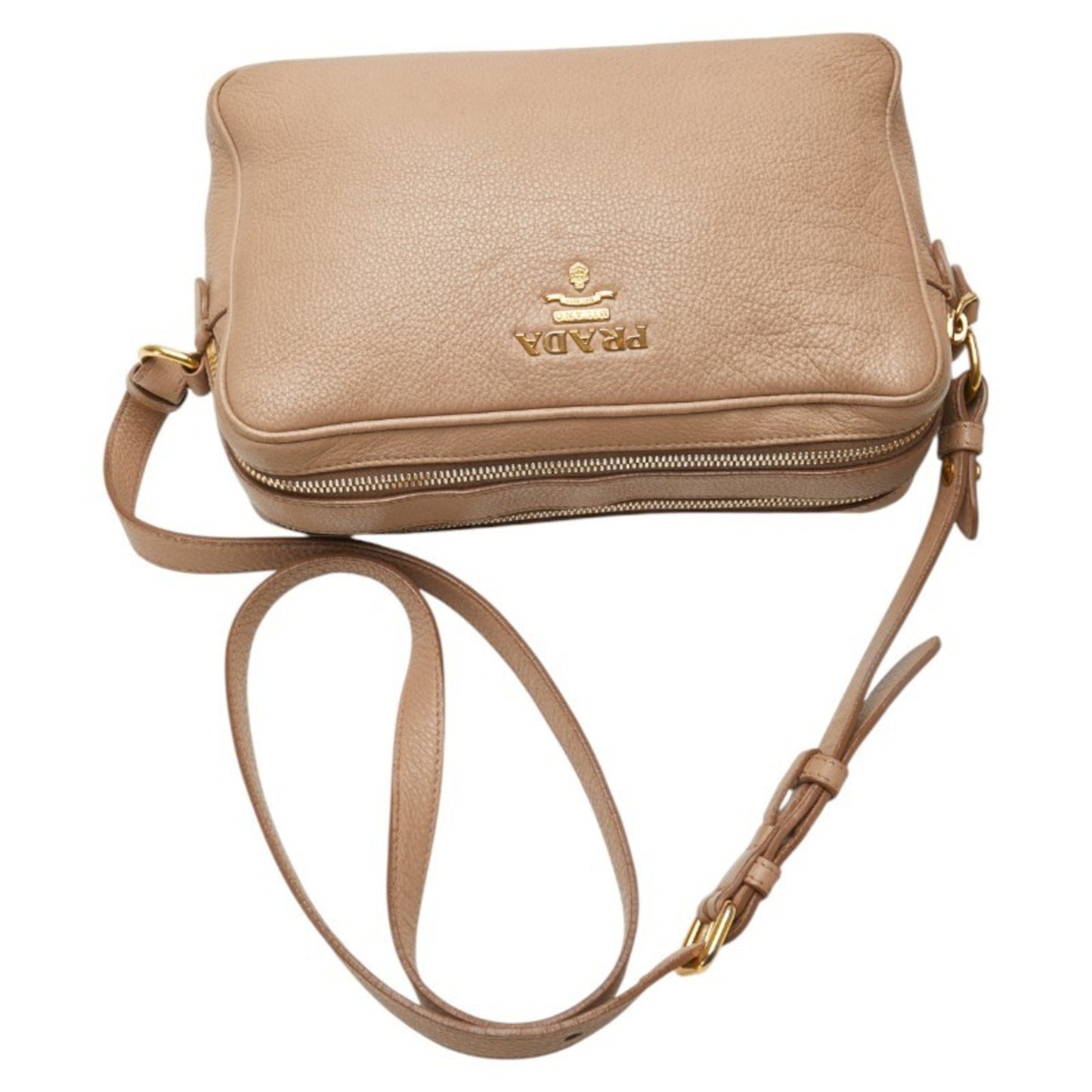 Prada Shoulder Bag In Beige Leather
