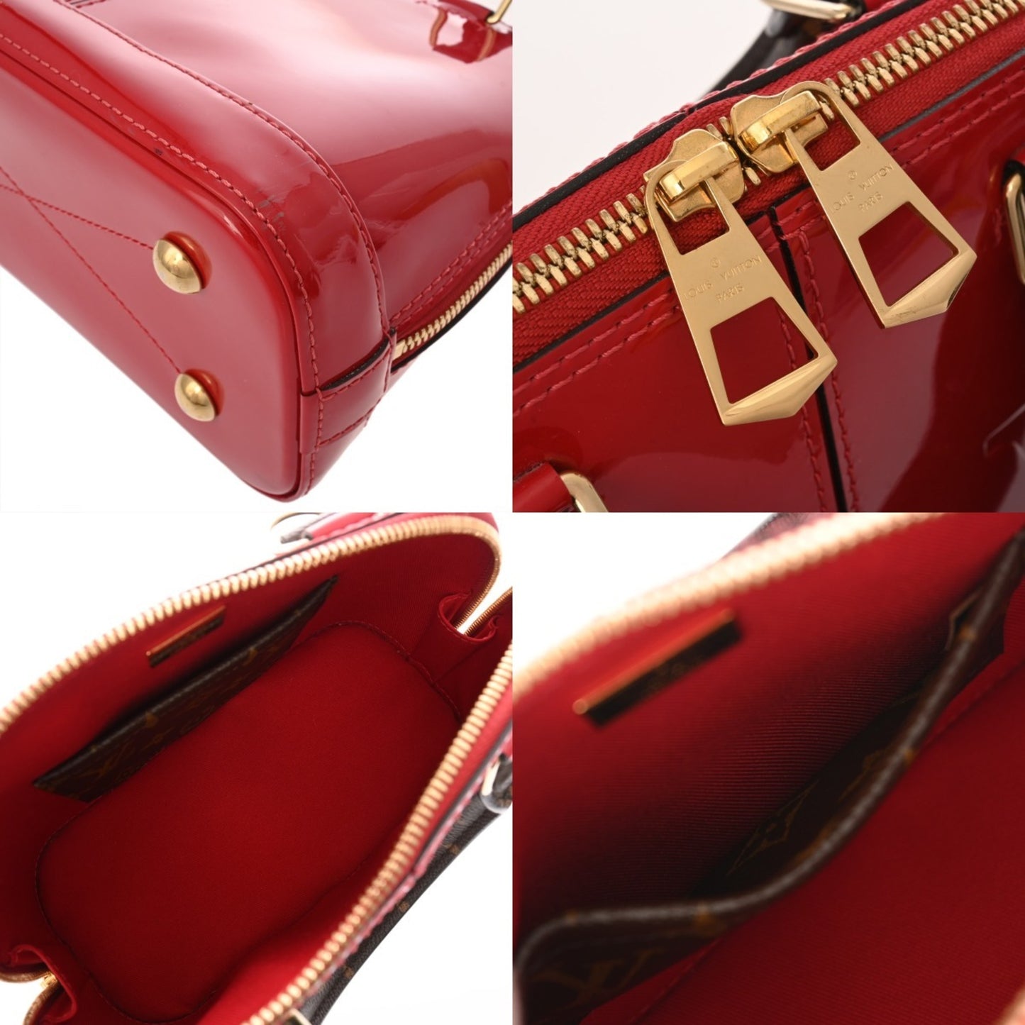 Louis Vuitton Alma Bb Scarlet M91606 Women'S Monogram Canvas Patent Leather Handbag