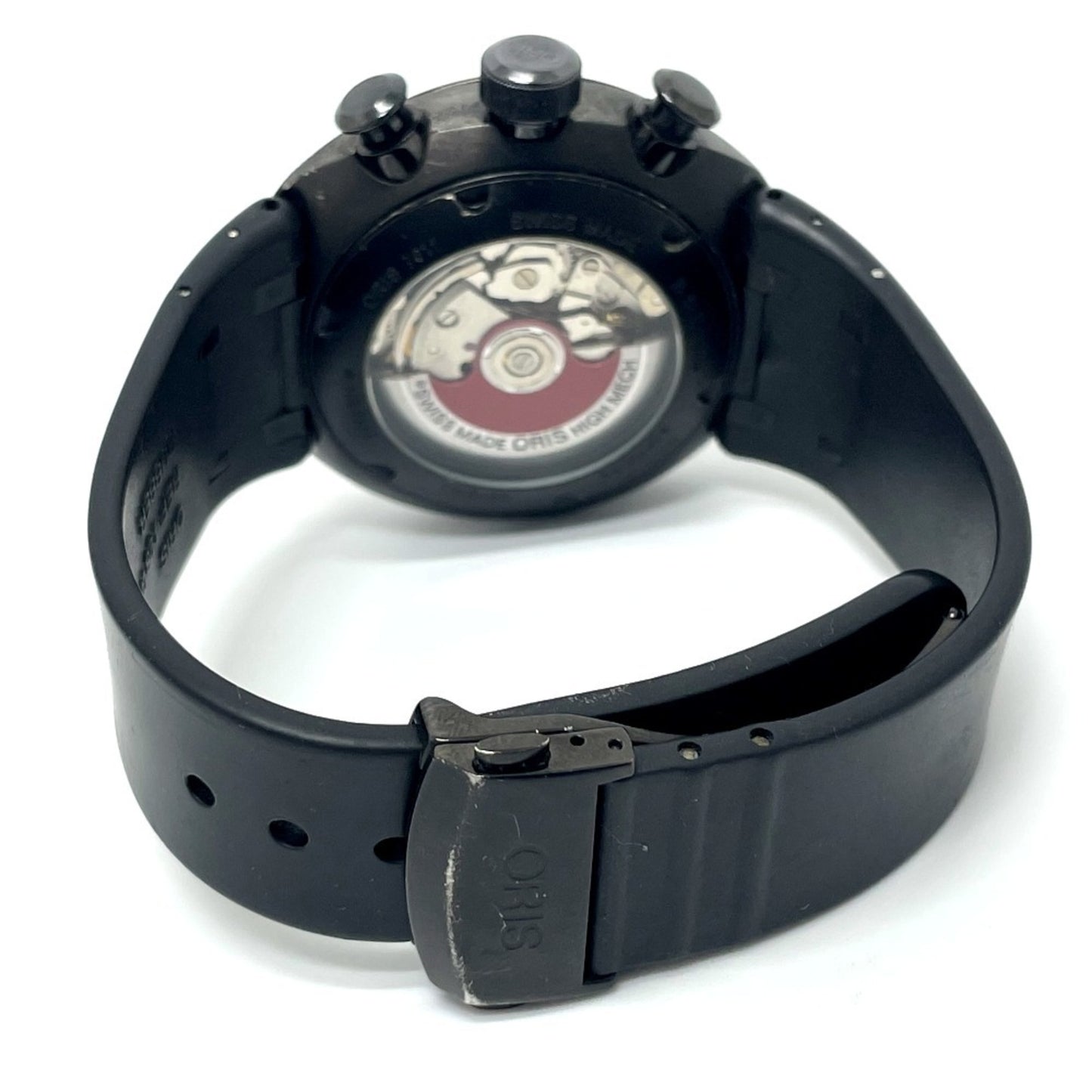 Oris 7611 Chronograph Tt3 Chronograph Black Automatic Watch With Titanium/Rubber Strap