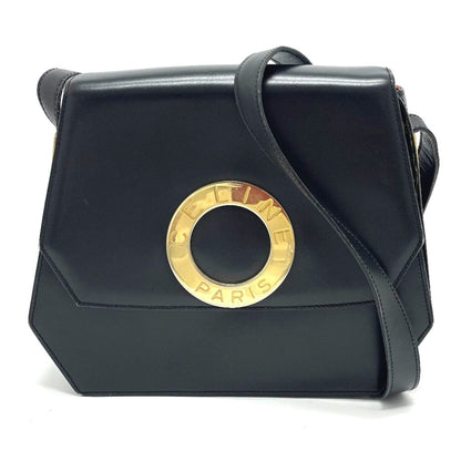 Celine Logo Bag Crossbody Shoulder Bag Black Goldhardware