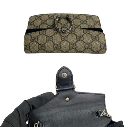 Gucci Dionysus Super Mini Bag Gg Supreme Leather Chain Shoulder Brown 27839