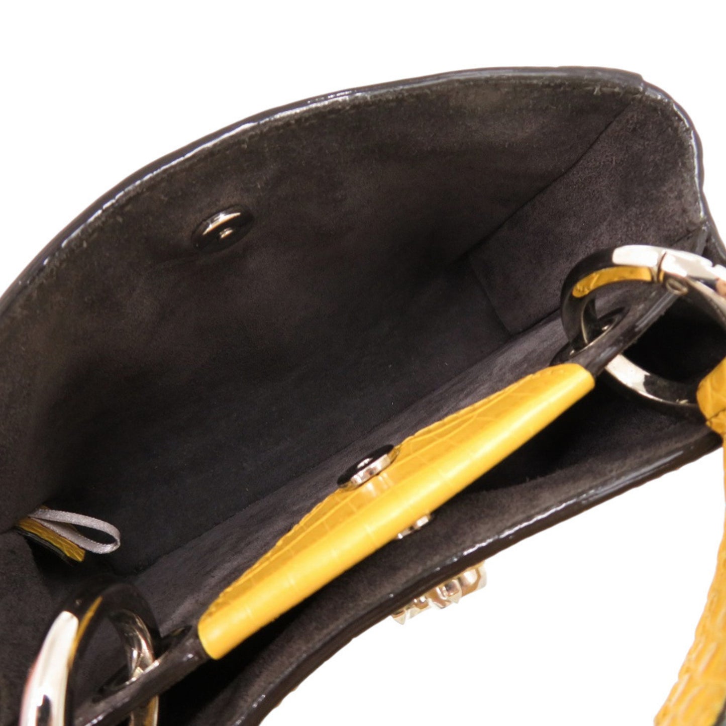 Jimmy Choo 2-Way Varenne Crocodile-Embossed Patent Leather Yellow Handbag 0542 Jimmy Choo