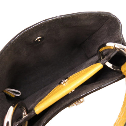 Jimmy Choo 2-Way Varenne Crocodile-Embossed Patent Leather Yellow Handbag 0542 Jimmy Choo