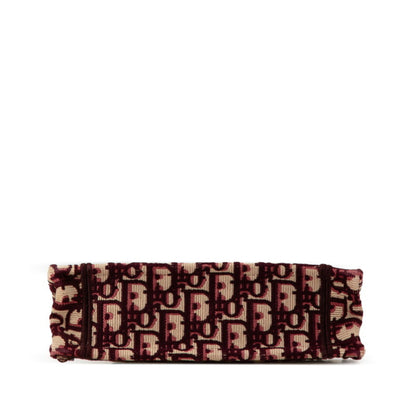 Christian Dior Dior Lady Oblique Embroidery Mini Book Tote Bag Handbag Wine Red Beige Canvas