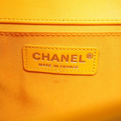 Chanel Shoulder Bag Boy Chain Lambskin Yellow