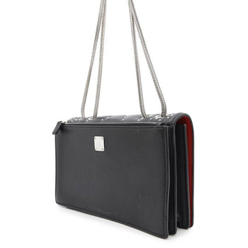 Mcm Chain Shoulder Bag Studs Leather 2Way Black