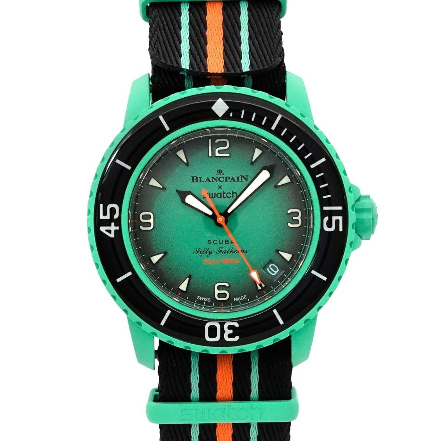 Swatch Blancpain X Fifty Fathoms Pacific Ocean So35I100 Men'S Watch With Date