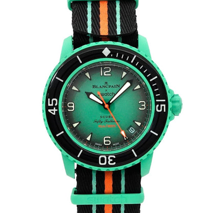 Swatch Blancpain X Fifty Fathoms Pacific Ocean So35I100 Men'S Watch With Date