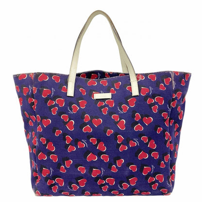 Gucci Heartbeat Tote Bag 282439 Canvas Navy Red White Champagne