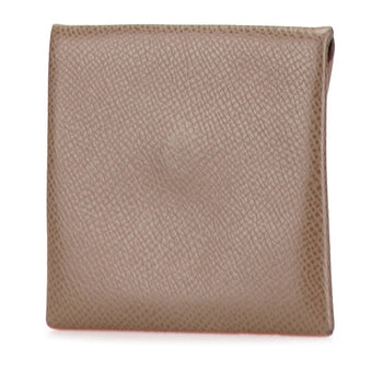 Herms Bastia Wallet/Coin Purse Etoupe Gray Epsom Leather