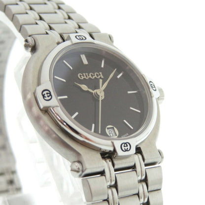 Like New Gucci 9100L Stainless Steel Black And Silver Quartz Watch With Dial