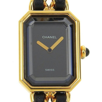 Chanel Chanel Premiere S Watch H0001 Gold-Plated X Leather Quartz Analog Display Black Dial