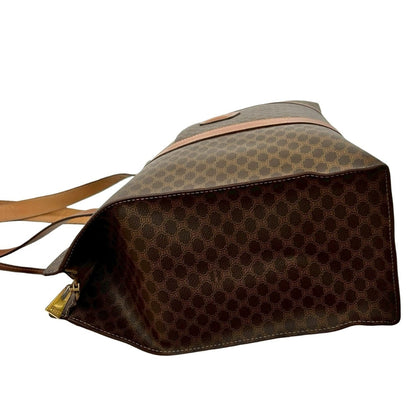 Celine Vintage Macadam Blason Triomphe Logo Leather Tote Bag