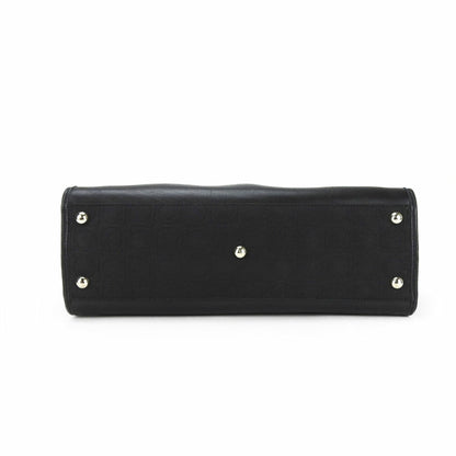 Salvatore Ferragamo Handbag Ex-21 4913 Gancini Canvas Leather Black Shoulder Bag