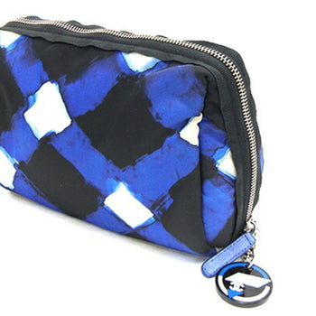 Chanel Pouch Blue Black Off-White Nylon