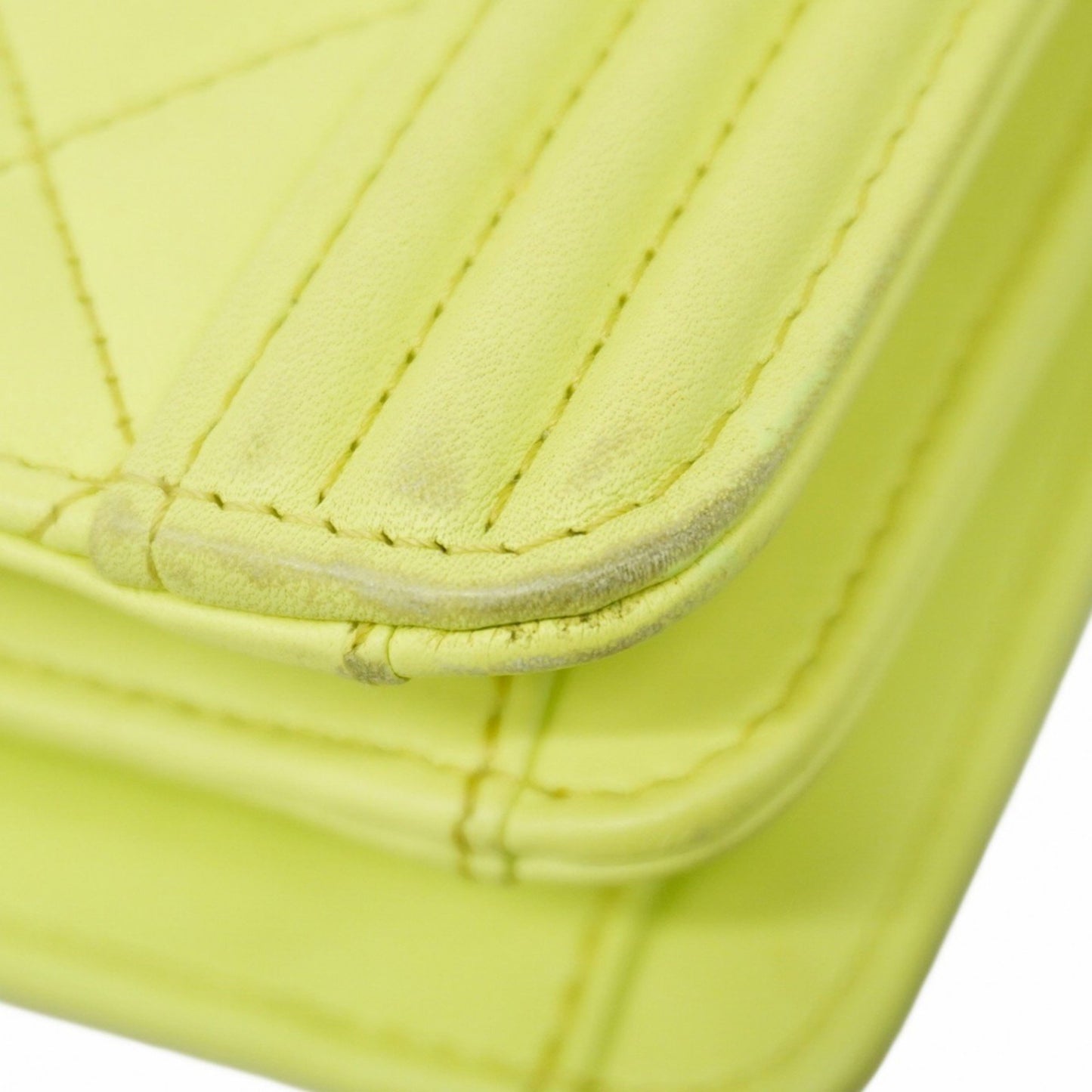 Chanel Shoulder Bag Boy Chain Lambskin Green Champagne