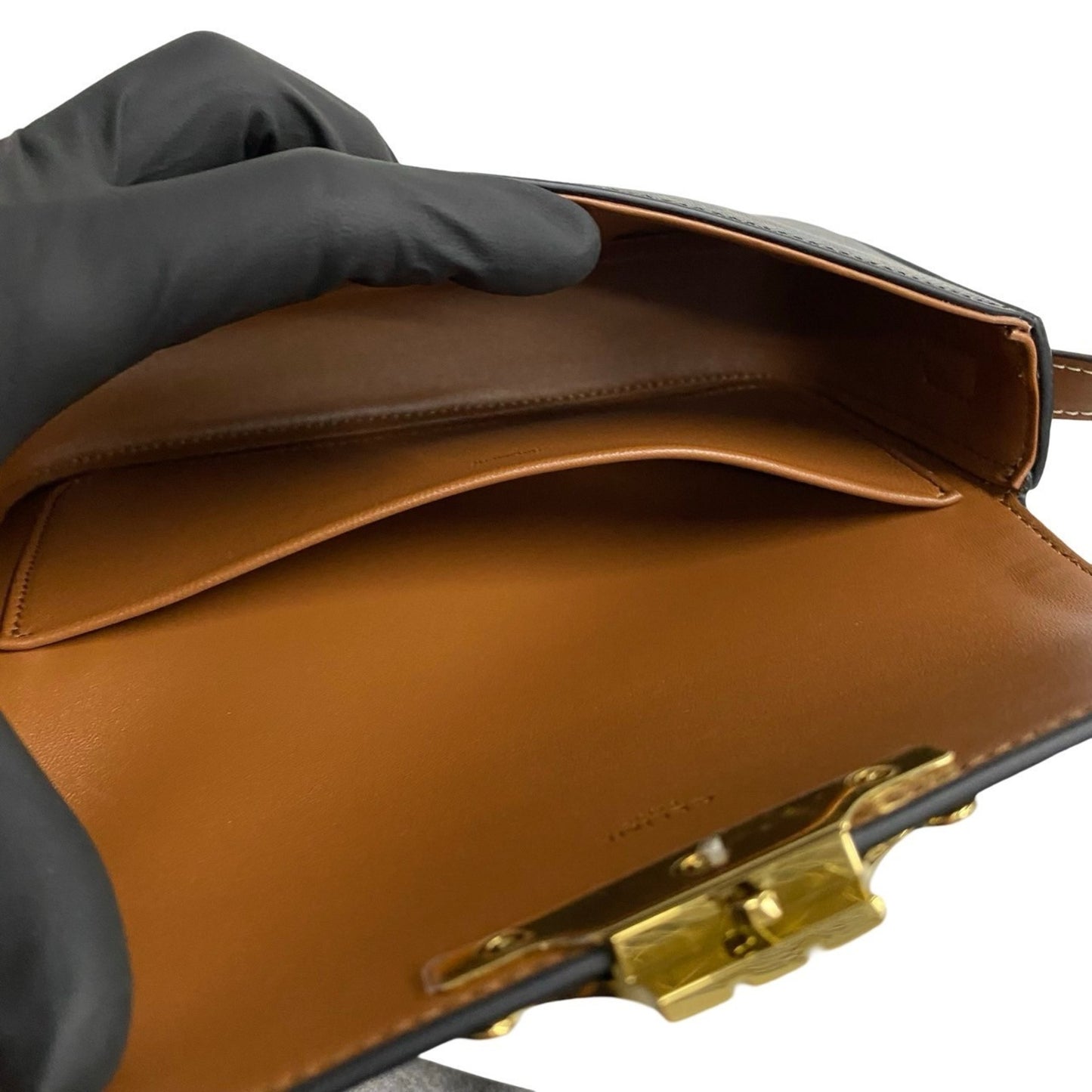Celine Claude Triomphe Logo Hardware Leather Shoulder Bag