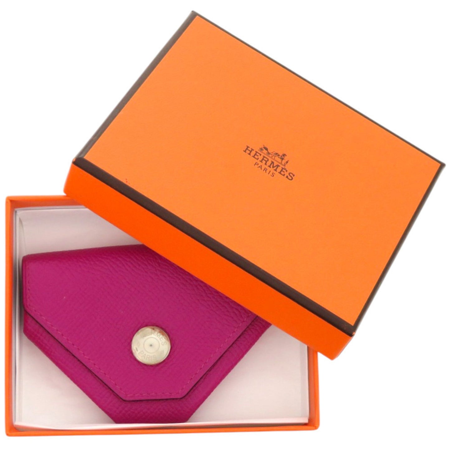 Hermes Herms Vin Quatre Epsom Rose Purple Coin Case Wallet 0574