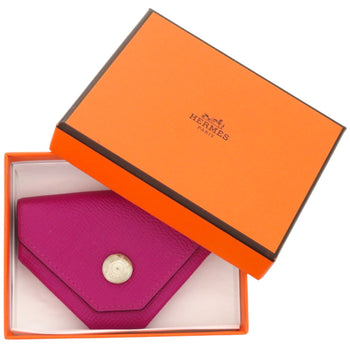Hermes Herms Vin Quatre Epsom Rose Purple Coin Case Wallet 0574