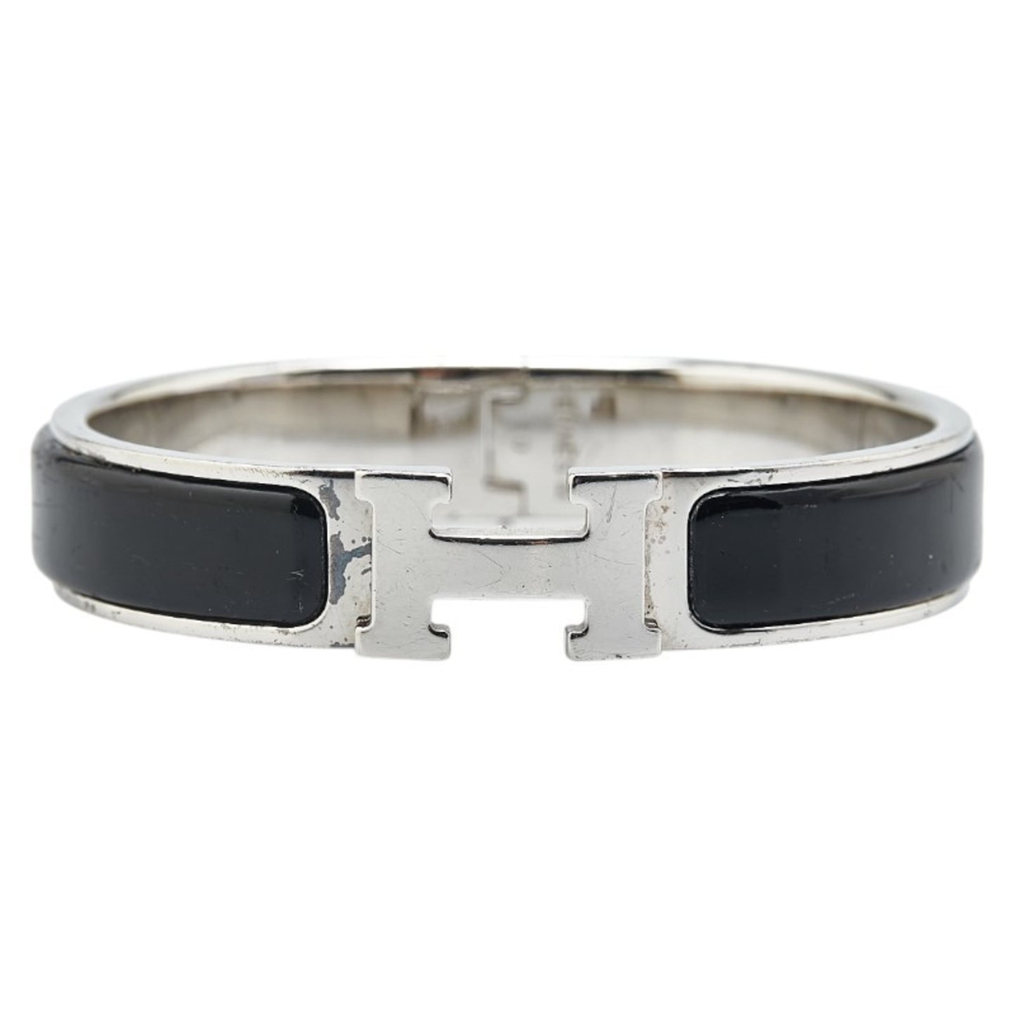 Hermes Click H Pm Bangle Silver Black Metal