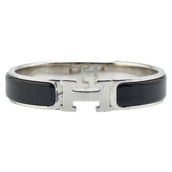Hermes Click H Pm Bangle Silver Black Metal