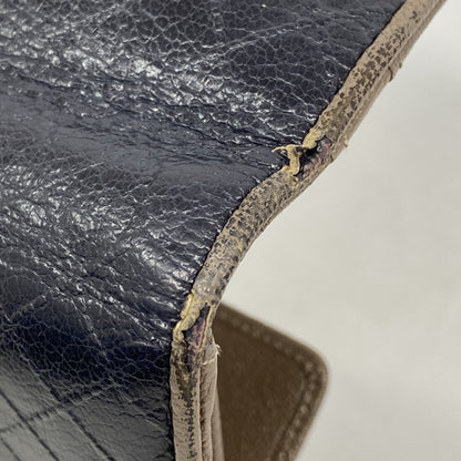 Chanel Tri-Fold Long Wallet Bicolor Leather Black Brown