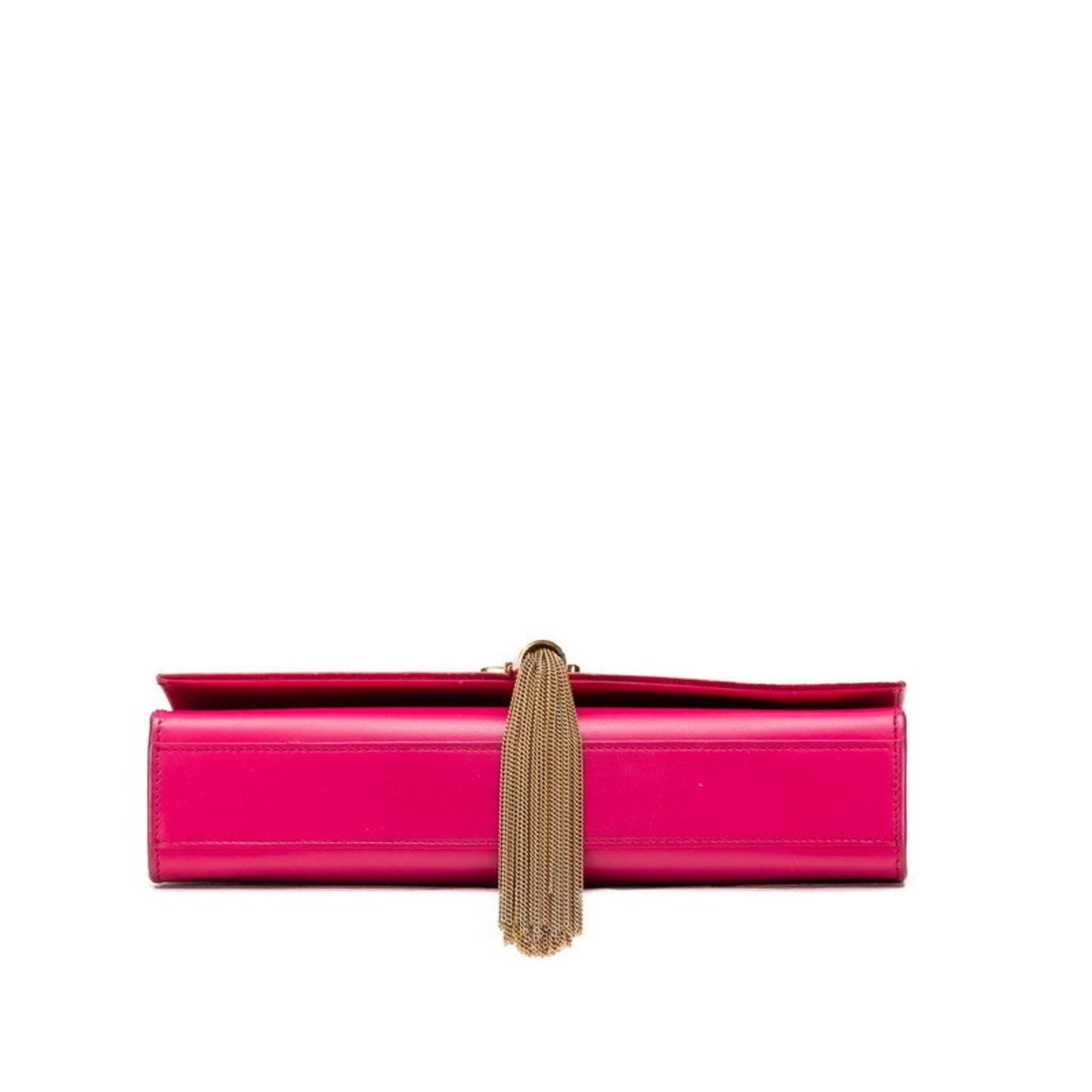 Saint Laurent Logo Tassel Chain Shoulder Bag In Pink Leather