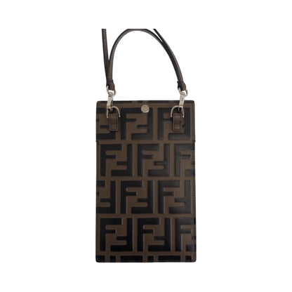 Fendi Zucca Pattern Brown Leather With Silver Hardware