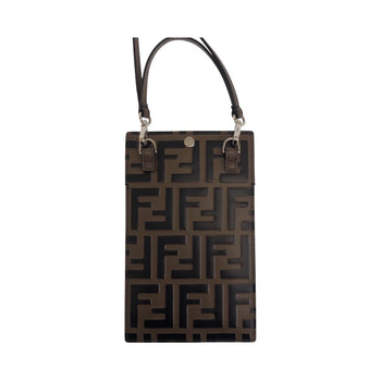 Fendi Zucca Pattern Brown Leather With Silver Hardware