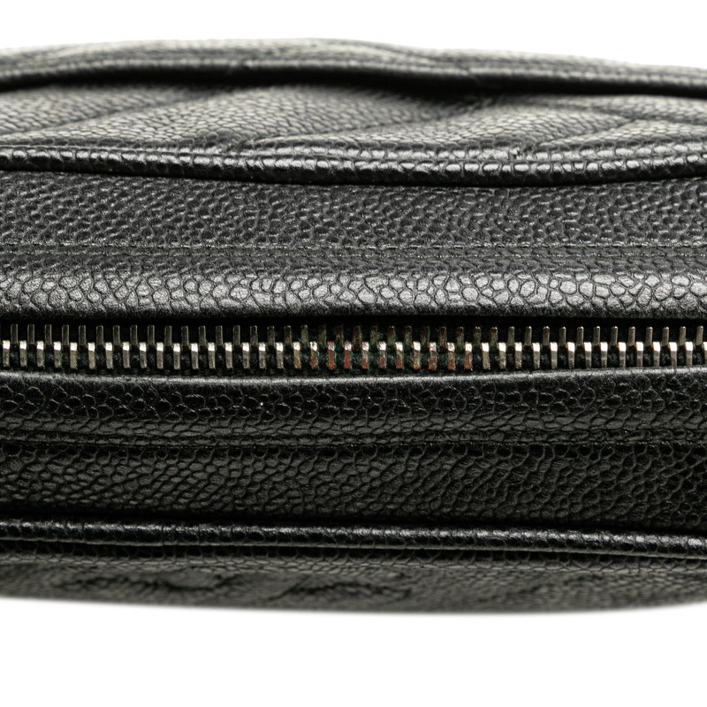 Chanel Coco Mark Bias Stitch Crossbody Shoulder Bag In Black Caviar Leather