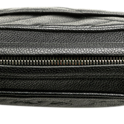 Chanel Coco Mark Bias Stitch Crossbody Shoulder Bag In Black Caviar Leather