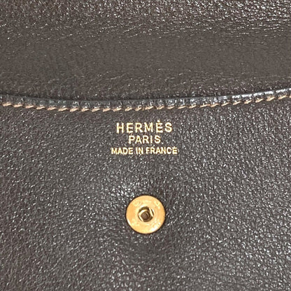 Hermes Vintage Logo Bag Pouch Flap Second Clutch Leather