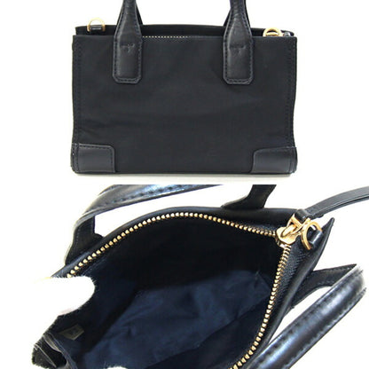 Tory Burch Ella Micro Tote 82444 Black Polyester Leather Small Shoulder Bag Pochette