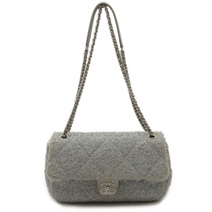 Chanel Chanel Pour Toe Glitter Coco Mark Chain Shoulder Bag Fabric Leather Silver
