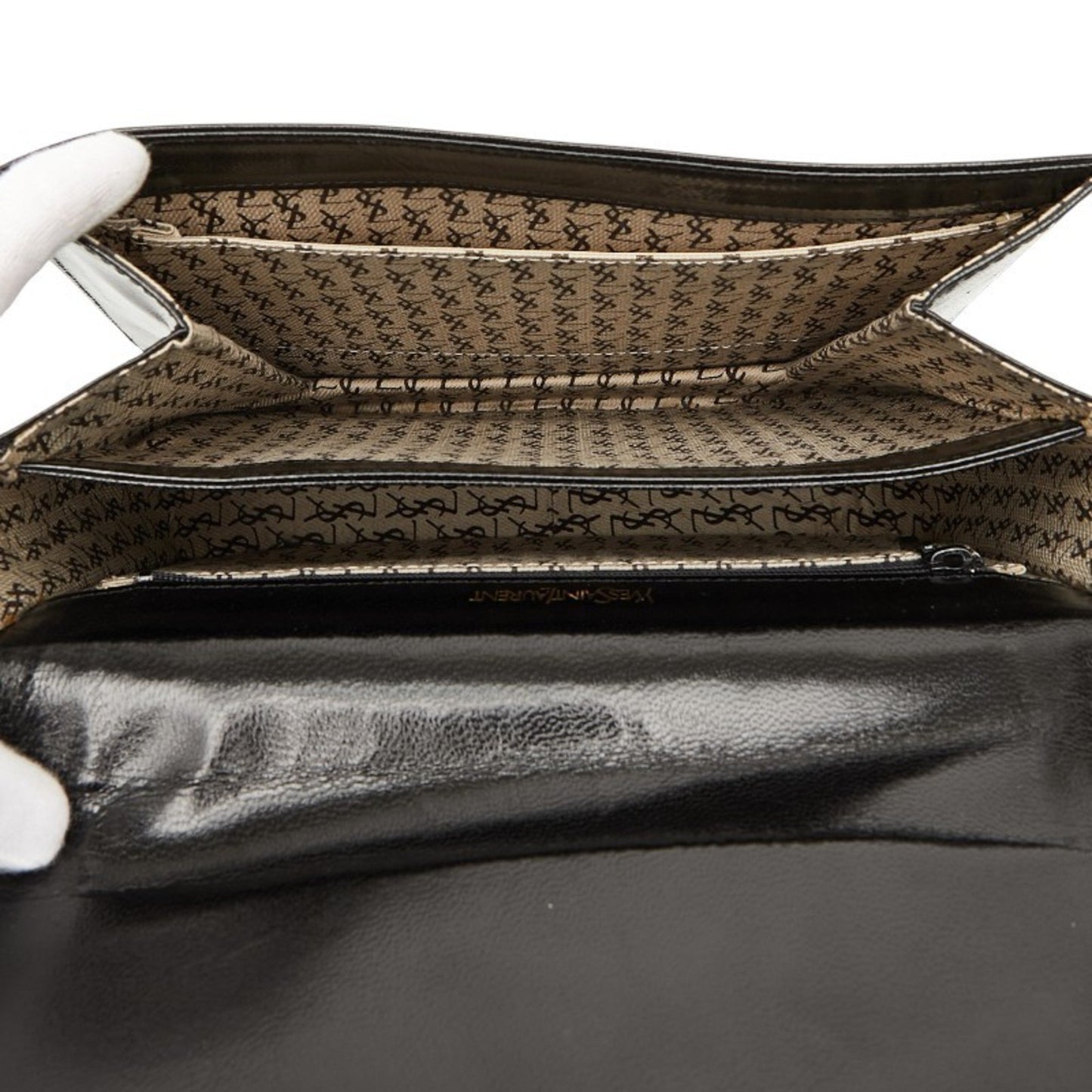 Saint Laurent Logo Shoulder Bag In Black Leather