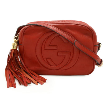 Gucci Soho Small Disco Tassel Shoulder Bag/Pochette In Red Leather