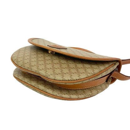 Celine Macadam Blason Triomphe Logo Leather Shoulder Bag In Beige