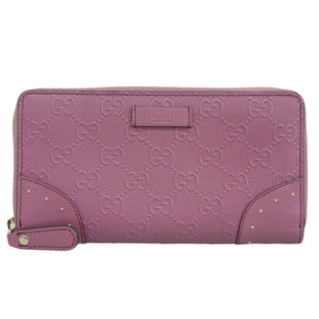 Like New Gucci Interlocking G Round Long Wallet 354487 525040 Leather Pink Gg Studs Embossed