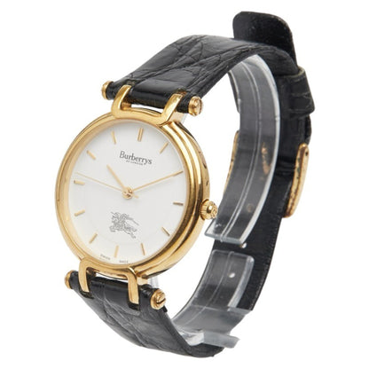 Burberry Logo Shadow Horse Watch 3200 Quartz White Dial Stainless Steel Leather