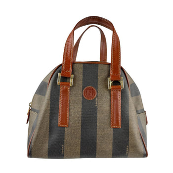Fendi Shoulder Bag Handbag Pecan Coated Canvas Leather Brown
